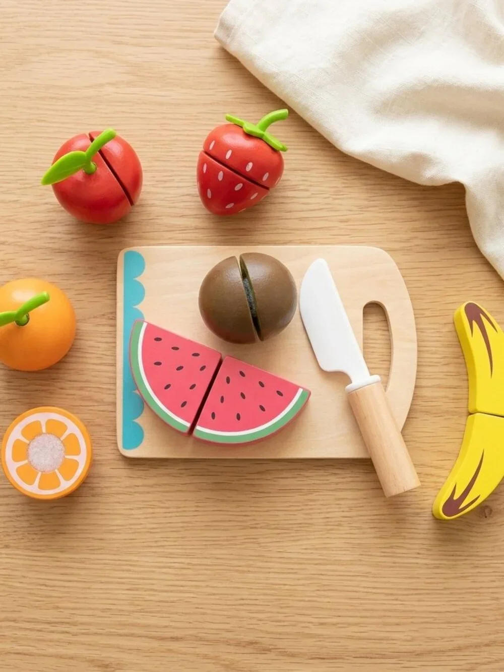 NEW Montessori Wooden Cutting Fruit Set Pretend Play Kitchen Toy Kids Gift